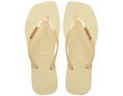 Chinelo Havaianas Slim Square Logo Metallic - Buttercream  Atacado